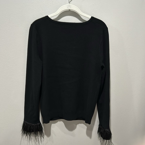 Truth Black Cardigan with Feather Cuffs - Picture 3 of 5